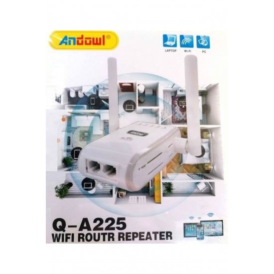 Q-A225 WiFi Extender Single Band (2,4 GHz) 300Mbps με 2 θύρες Ethernet
