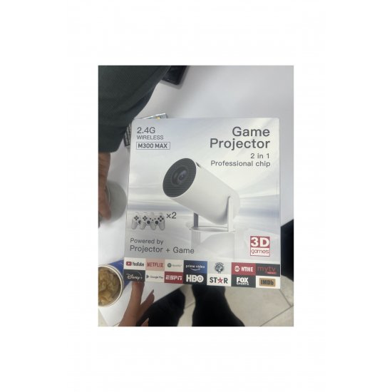 Φορητός βιντεοπροβολέας 4K Ultra HD με 2 Joystick και παιχνίδια, WiFi, Bluetooth 5.0, Τηλεχειριστήριο