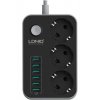 Πολύπριζο 3 θέσεων με 6 USB-A, διακόπτη και καλώδιο 1,6m Κωδικός: SE3631