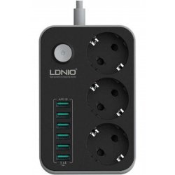 Πολύπριζο 3 θέσεων με 6 USB-A, διακόπτη και καλώδιο 1,6m Κωδικός: SE3631