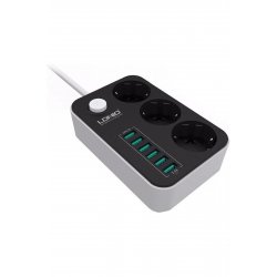 Πολύπριζο 3 θέσεων με 6 USB-A, διακόπτη και καλώδιο 1,6m Κωδικός: SE3631