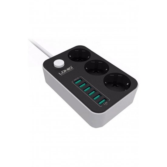 Πολύπριζο 3 θέσεων με 6 USB-A, διακόπτη και καλώδιο 1,6m Κωδικός: SE3631