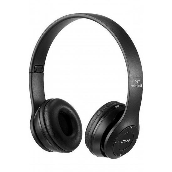 P47 Wireless BT On Ear Headphones Μαύρο