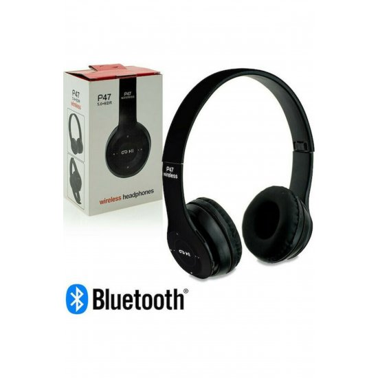 P47 Wireless BT On Ear Headphones Μαύρο