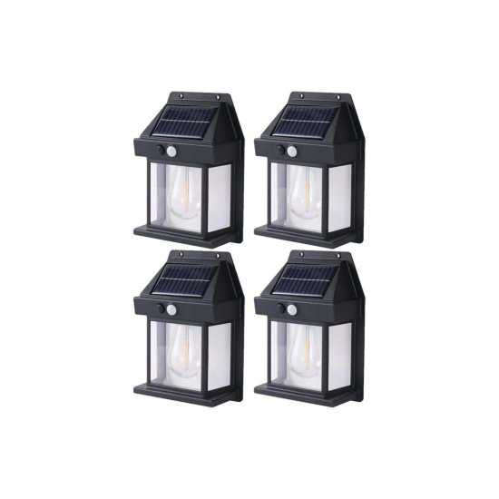 Σετ 4 Ηλιακά Επιτοίχια Φωτιστικά Classic Bulb Type with Motion Sensor