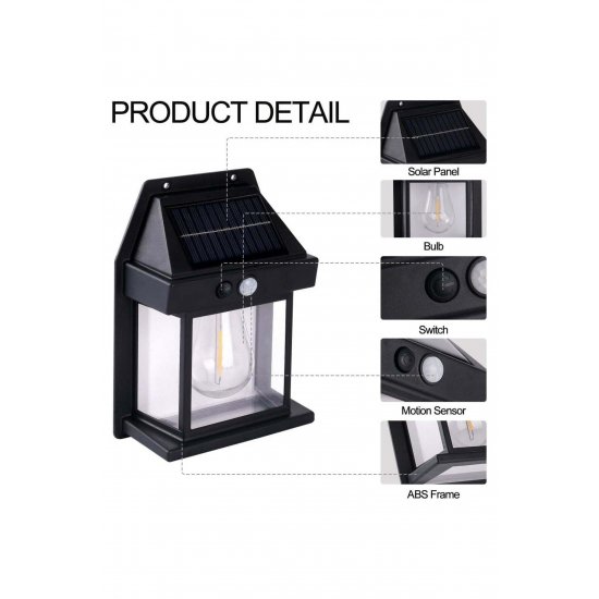 Σετ 4 Ηλιακά Επιτοίχια Φωτιστικά Classic Bulb Type with Motion Sensor