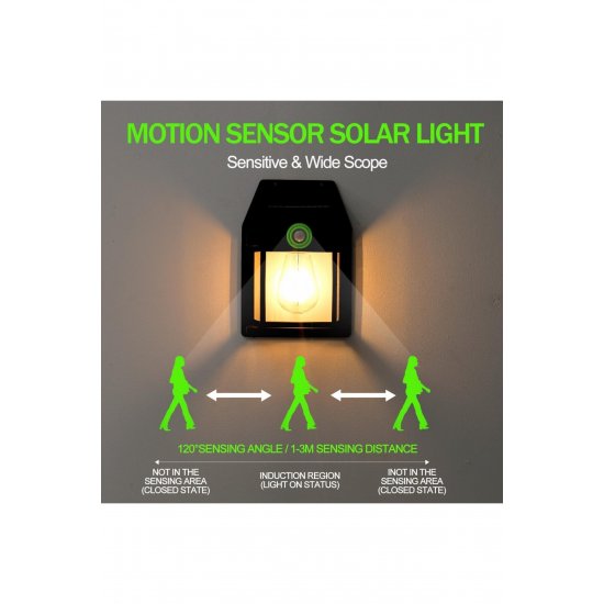 Σετ 4 Ηλιακά Επιτοίχια Φωτιστικά Classic Bulb Type with Motion Sensor