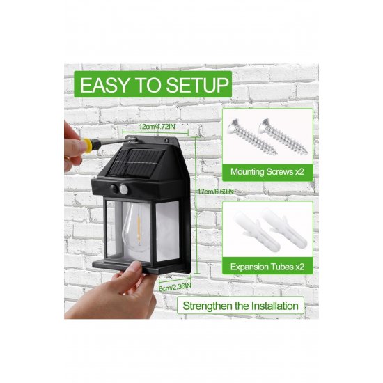 Σετ 4 Ηλιακά Επιτοίχια Φωτιστικά Classic Bulb Type with Motion Sensor