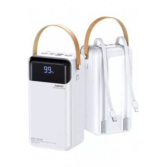 RPP-565 Power Bank 60000mAh 22,5W με 2 θύρες USB-A και θύρα USB-C Quick Charge 3.0 Λευκό