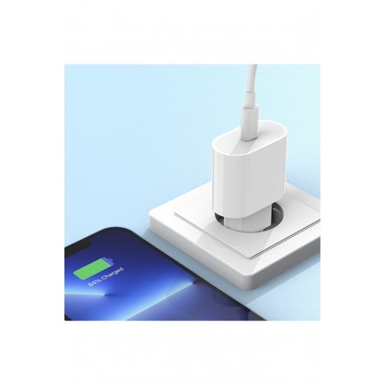Φορτιστής τοίχου Fast Charge 25W, USB‑C PD, Λευκό, Συμβατό με μοντέρνα τηλέφωνα και gadgets