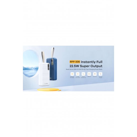 RPP-506 Power Bank 30000mAh 22,5W με 2 θύρες USB-C Μπλε