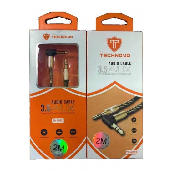 Technovo 3,5mm Jack Cable Αρσενικό - 3,5mm Αρσενικό Μαύρο 2m 6432