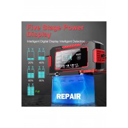 Έξυπνος φορτιστής μπαταρίας αυτοκινήτου 12V με παλμική επισκευή, οθόνη LCD και γρήγορη φόρτιση, για AGM