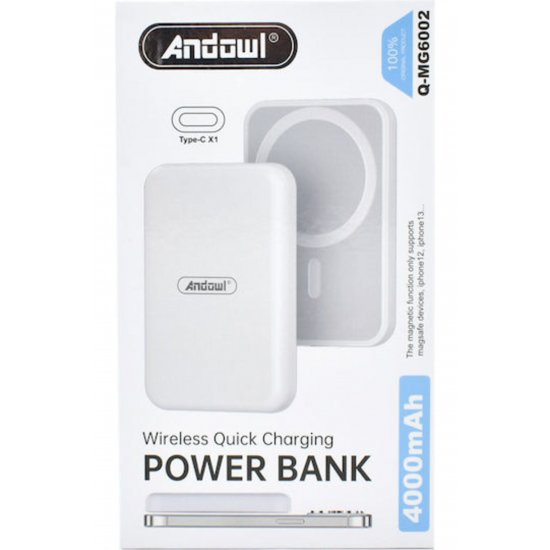 Q-MG6002 MagSafe Power Bank 4000mAh με θύρα USB-C Λευκό