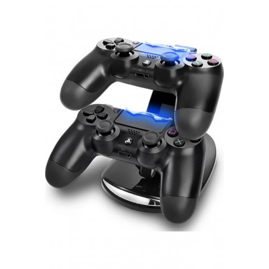 Charging Stand Slim & Pro Charging Station για 2 χειριστήρια PS4 με φωτισμό LED Μαύρο