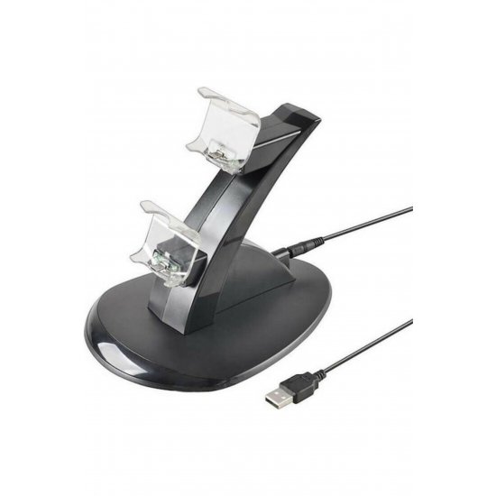 Charging Stand Slim & Pro Charging Station για 2 χειριστήρια PS4 με φωτισμό LED Μαύρο