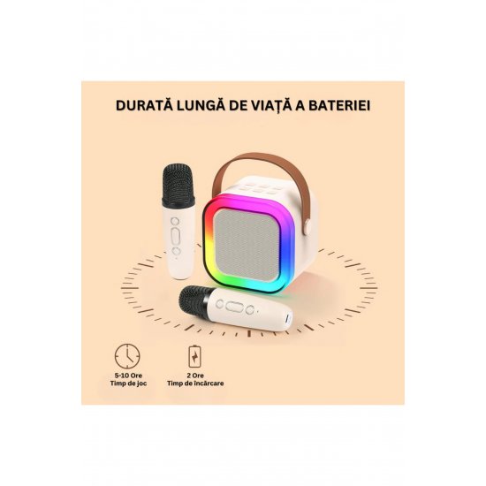 Φορητό ηχείο Karaoke με 2 ασύρματα μικρόφωνα, Bluetooth, συμβατό με iOS/Android