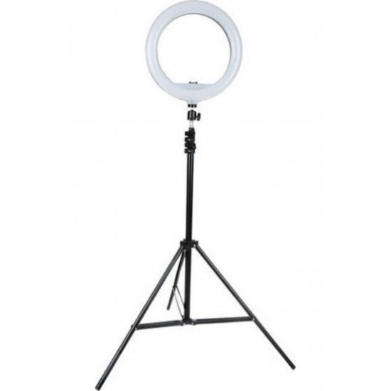 Δαχτυλίδι LED Τρίποδο USB 1,6m 26cm 2500 - 4500K με τρίποδο δαπέδου και βάση κινητού τηλεφώνου