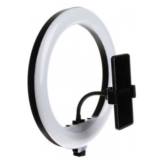 Δαχτυλίδι LED Τρίποδο USB 1,6m 26cm 2500 - 4500K με τρίποδο δαπέδου και βάση κινητού τηλεφώνου