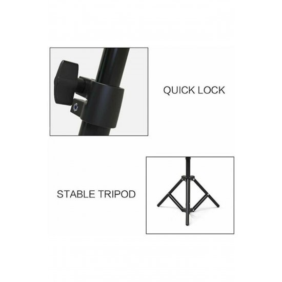 Δαχτυλίδι LED Τρίποδο USB 1,6m 26cm 2500 - 4500K με τρίποδο δαπέδου και βάση κινητού τηλεφώνου