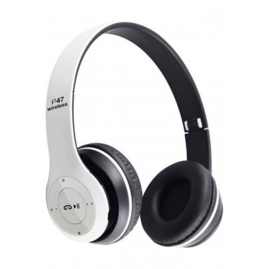 P47 Bluetooth Wireless On Ear ακουστικά με ραδιόφωνο με 6 ώρες λειτουργίας White