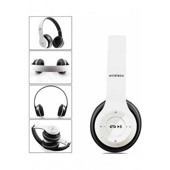 P47 Bluetooth Wireless On Ear ακουστικά με ραδιόφωνο με 6 ώρες λειτουργίας White
