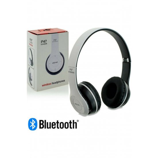 P47 Bluetooth Wireless On Ear ακουστικά με ραδιόφωνο με 6 ώρες λειτουργίας White