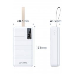 RPP-506 Power Bank 30000mAh 22,5W με 2 θύρες USB-C Λευκό