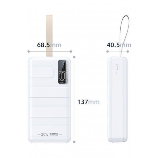 RPP-506 Power Bank 30000mAh 22,5W με 2 θύρες USB-C Λευκό