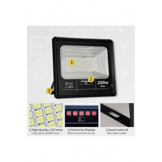 Ηλιακός προβολέας 200w LED Jortan, με τηλεχειριστήριο, αισθητήρα κίνησης, αισθητήρα φωτός