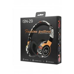 SN-29 Bluetooth ασύρματα ακουστικά πάνω από το αυτί Graffiti Μαύρο