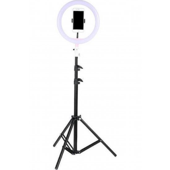 Φωτιστικό δαχτυλιδιού LED USB Ring Light 26cm 2500 - 4500K με τρίποδο δαπέδου και βάση κινητού τηλεφώνου