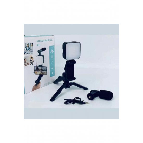 Κάμερα Τηλέφωνο Τρίποδος Led Light Μικρόφωνο – Vlogging Video Kit Ay-49