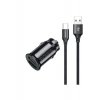 C-826T Car Φορτιστής 2.4A Fast Charging with Ports 2xUSB 1xType-C with Type-C καλώδιο Μαύρο Χρώμα Κωδικός: 42835