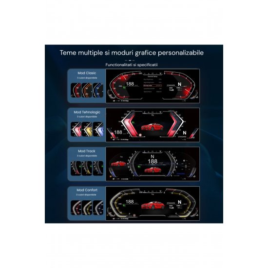 Ceas de Bord Digital, Full HD, Οθόνη 12.3, Seria 1/2/3/4/5/6/7/X1/X2/X3/X4/X5/X6,Plug&Play,4 Moduri Ceas de Bord Digital, Full HD, Οθόνη 12.3, Seria 1/2/3/4/5/6/7/X1/X2/X3/X4/X5/X6,Plug&Play,4 Moduri