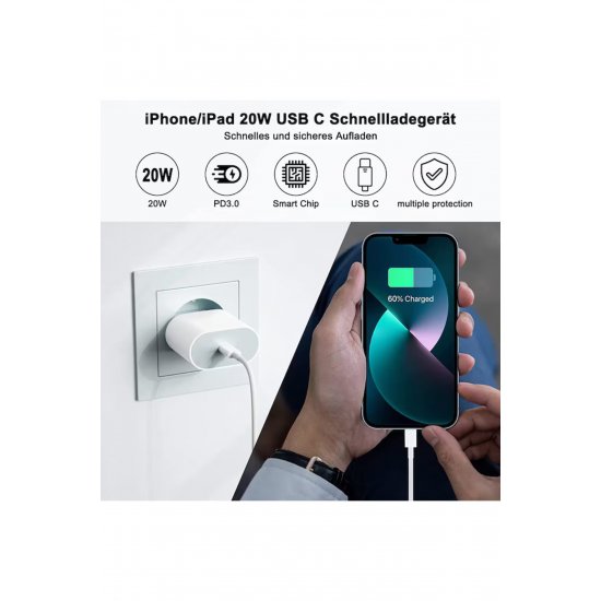 Φορτιστής Fast Charge Type-C Συμβατός με iPhone 17/16/15//iPad/AirPods, Samsung, 20W
