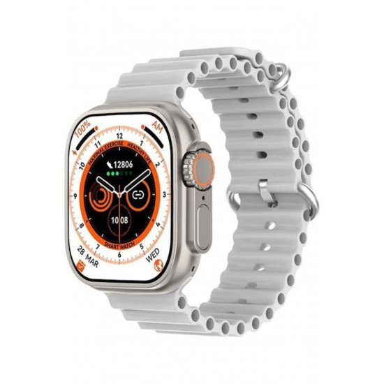 NO.1 Smartwatch DT8 Ultra+ με όργανο παρακολούθησης καρδιακών παλμών (Λευκό)