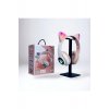 Lovelycure STN-28 ασύρματα ακουστικά με LED, Bluetooth 5.0, δυνατά μπάσα, ροζ