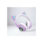 Lovelycure STN-28 ασύρματα ακουστικά με LED, Bluetooth 5.0, δυνατά μπάσα, μωβ
