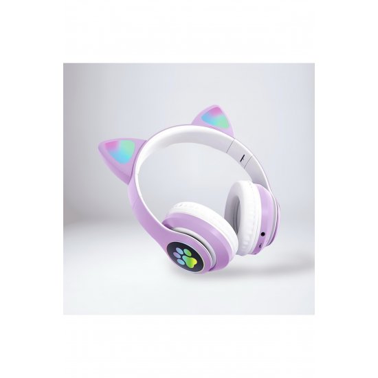 Lovelycure STN-28 ασύρματα ακουστικά με LED, Bluetooth 5.0, δυνατά μπάσα, μωβ Lovelycure STN-28 ασύρματα ακουστικά με LED, Bluetooth 5.0, δυνατά μπάσα, μωβ