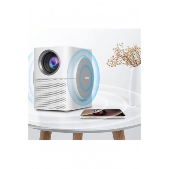 Λάμπα LED Q-HD998 Mini Projector DLP (DMD) με ενσωματωμένα ηχεία Λευκό