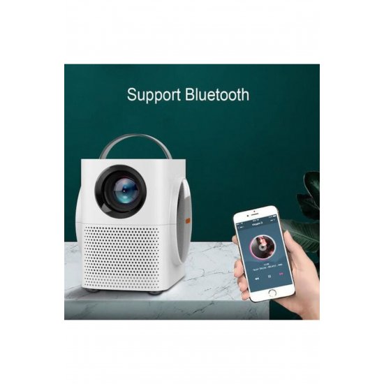 Λάμπα LED Q-HD998 Mini Projector DLP (DMD) με ενσωματωμένα ηχεία Λευκό