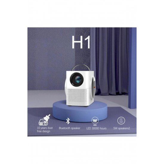 Λάμπα LED Q-HD998 Mini Projector DLP (DMD) με ενσωματωμένα ηχεία Λευκό