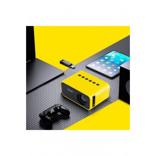 Q-SF35 Mini 3D προβολέας LCD Λάμπα LED με ενσωματωμένα ηχεία κίτρινο