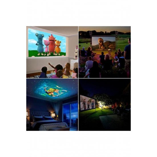 Q-SF35 Mini 3D προβολέας LCD Λάμπα LED με ενσωματωμένα ηχεία κίτρινο