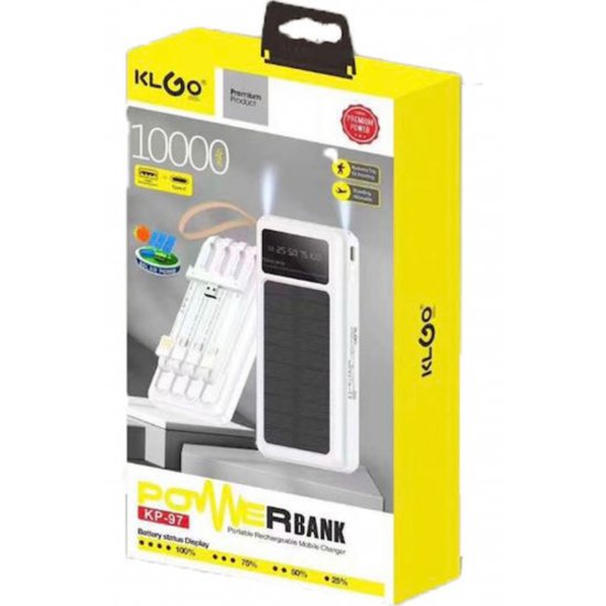 KP-97 Solar Power Bank 10000mAh με 2 θύρες USB-A Λευκό