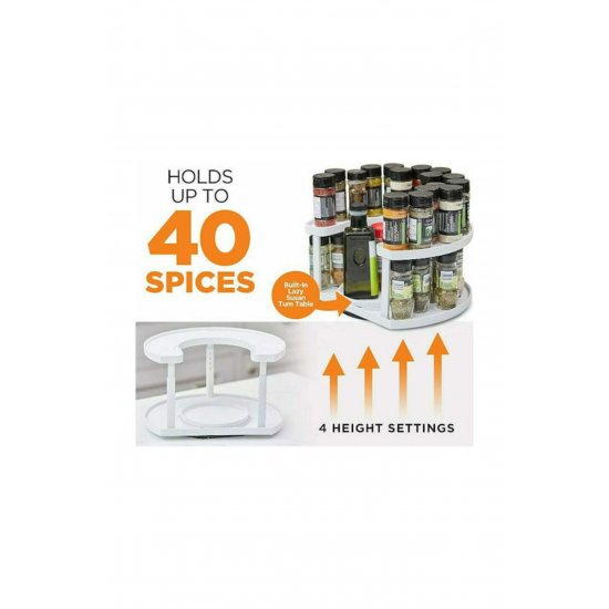 Spice Plastic Επιτραπέζιο Περιστρεφόμενο Σχάρα Μπαχαρικών Λευκό