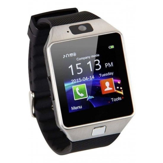 DZ09 Smartwatch 43mm με SIM (Ασημί)