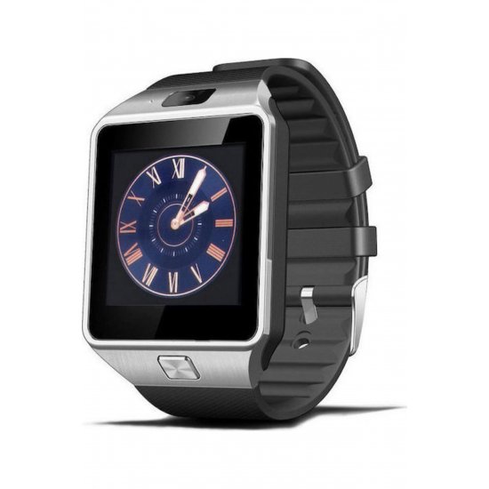 DZ09 Smartwatch 43mm με SIM (Ασημί)
