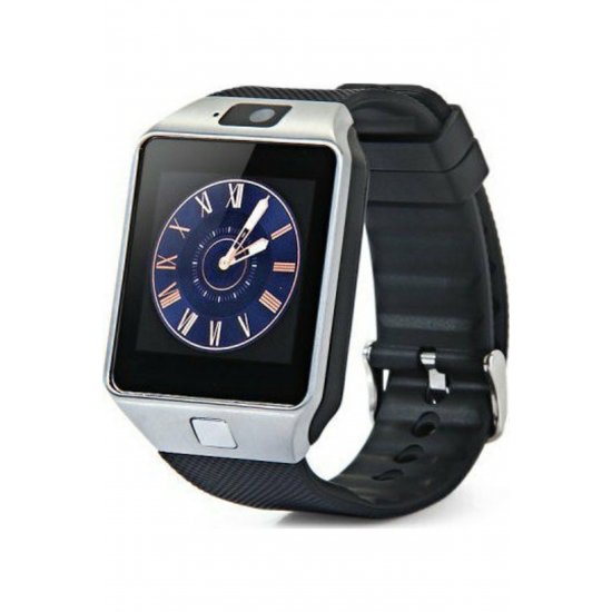 DZ09 Smartwatch 43mm με SIM (Ασημί)